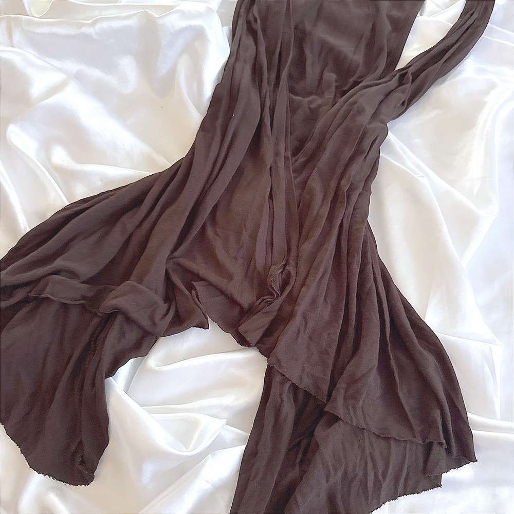 Mudd Chocolate Brown Crochet Lace Racerback Draped Open Front Vest Large